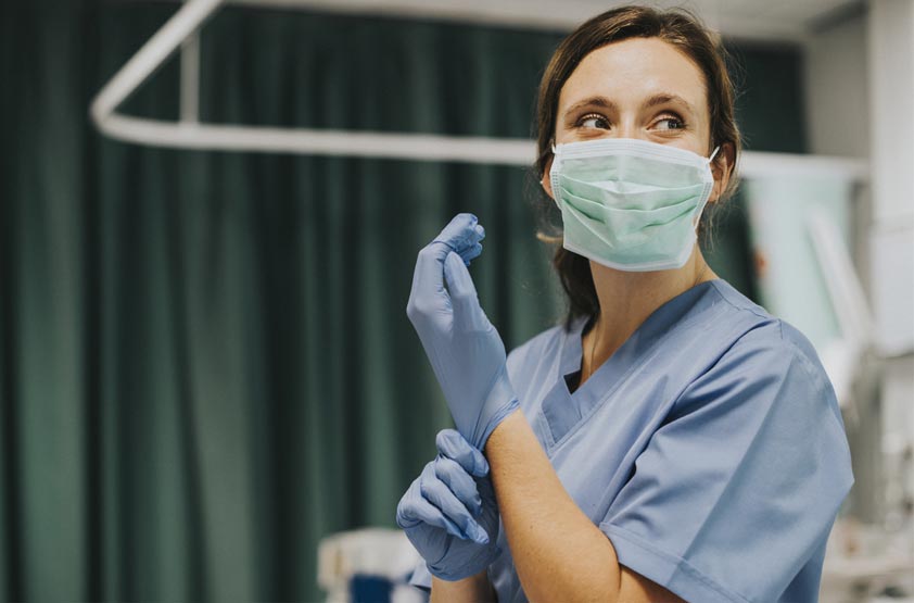 Surgeon with gloves